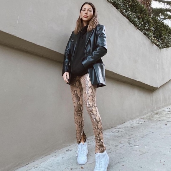 Zara Bloggers Favorite High Rise Zip Ankle Animal Snakeskin Print Leggings - Picture 2 of 15